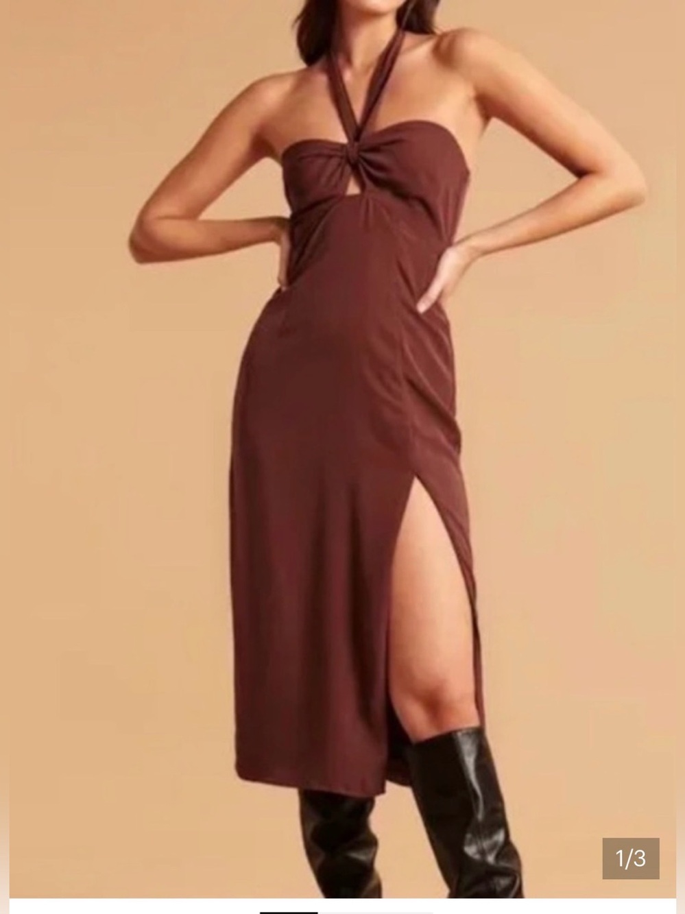 Abercrombie & Fitch Rust Halter Midi Dress